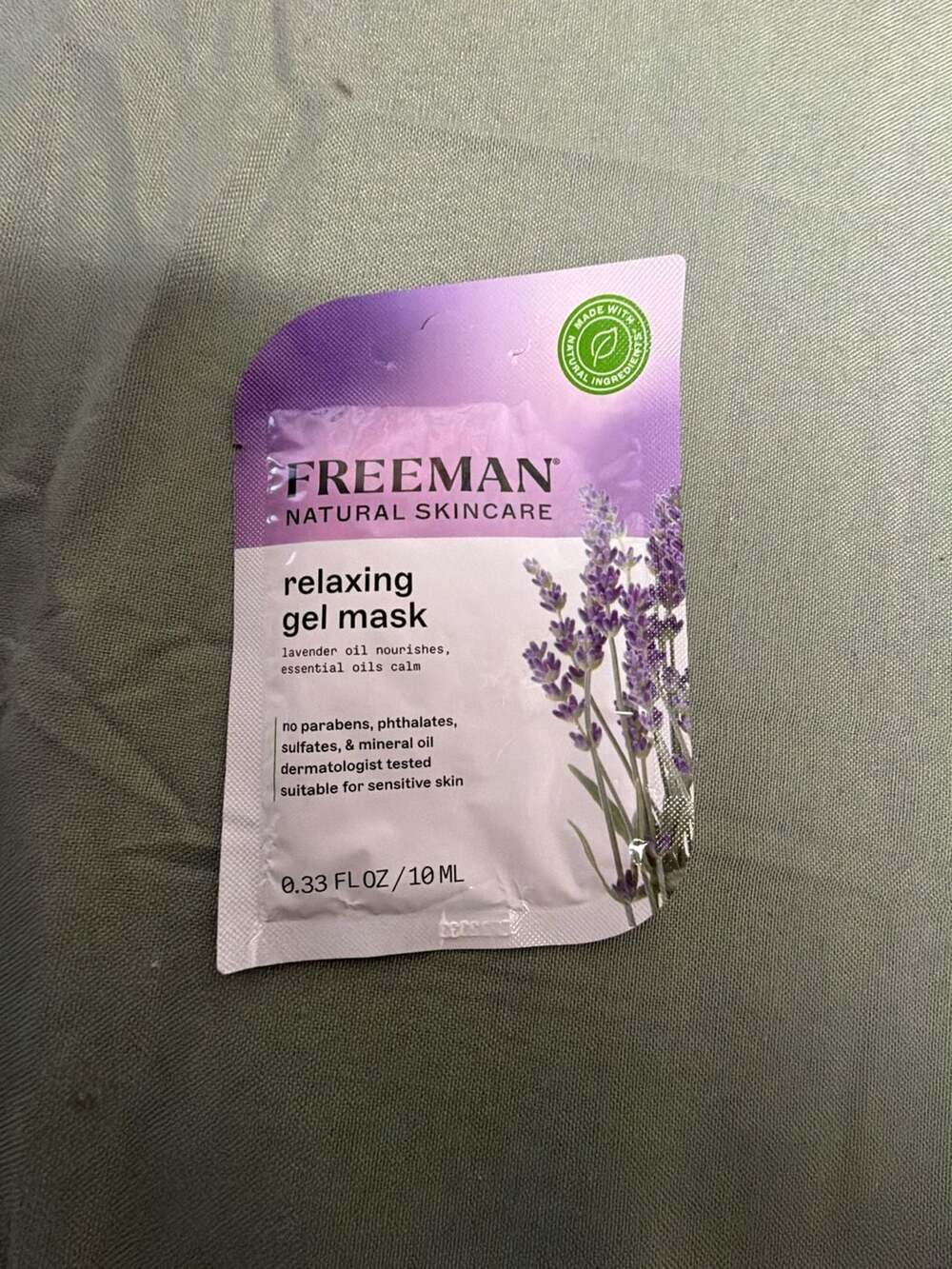 Freeman Natural Skincare Relaxing Gel Mask Lavender Oil 0.33 Fl Oz